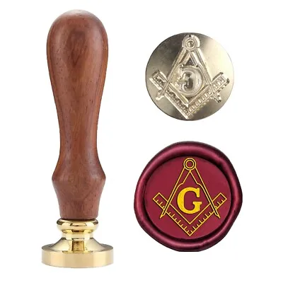 Square & Compass Masonic Sealing Wax Stamps Retro Copper Seals With Wooden Hilt • $9.20