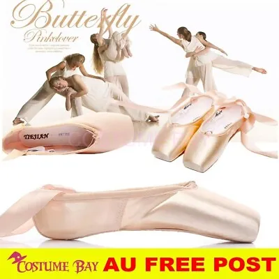 Girls Womens Professional Ballet Dance Toe Pointe Shoes Hard Sole Satin Ribbon • $8.32