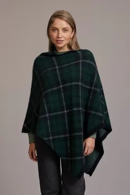 McDonald Possum Merino Womens Tartan Poncho -Jade • $156.32