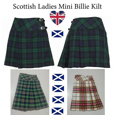 £12.99 • Buy Ladies Scottish Mini Billie Kilt Skirt 16'' Various Tartan Women Mini Skirt Kilt