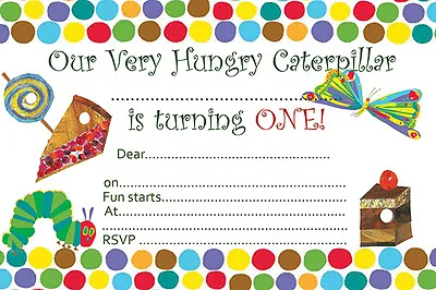 £4.99 • Buy 10 X Children Birthday Party Invitations And Thank You Cards Hungry Caterpillar