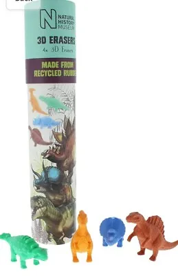 Natural History Museum Dinosaur 3D Erasers Set Tube Of Dinosaurs CHRISTMAS GIFT • £7.99