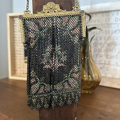 Antique Mandalian Mfg. Company USA 1920's Mesh Enameled Metal Flapper Purse • $80