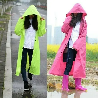 Lady Durable Poncho Hooded Long Jacket Raincoats Outdoor Travel Rainwear Fashion • $68.87