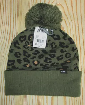 Mens Vans Pom Pom Cheetah Leopard Animal Print Green Beanie Hat Cap One Size • $19.90