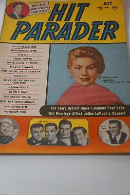July 1956 Hit Parader Magazine COMPLETE  Mitzi Gaynor Elvis Presley Vintage • $4.99