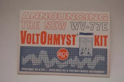 Vintage RCA VoltOhmyst Kit WV-77E Fold-Out Advertisement Brochure. • $14.95