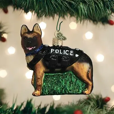 Old World Christmas K-9 Dog Police Dog Glass Christmas Ornament 12546 • $21.88