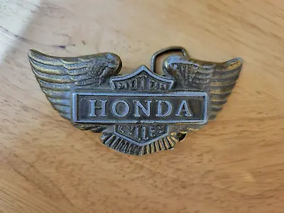 Vintage Honda Motor Cycles Solid Brass Belt Buckle Wings Riding Motorcycles • $12