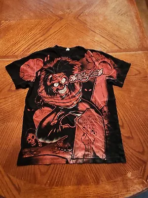 Motley Crue Shirt Medium All Over Print Black Red Cemetery Skeleton • $29.99