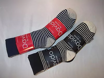 Davido Mens Socks Crew Made In Italy 100% Cotton 6 Pair Strip Size 10-13 • $19.50