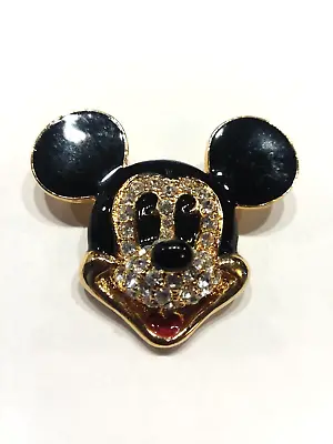 Disney Mickey Mouse Face Enamel Rhinestone Pin Brooch Approx 2  • $24.95