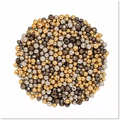 1lb Bulk Pack Of 950pcs Assorted Metallic Plastic Beads - Create Stunning Jewelr • $13.99