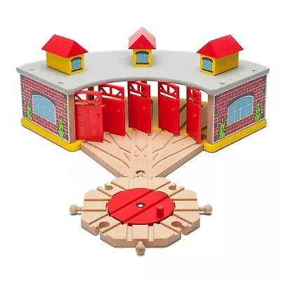 Maxim Enterprise Inc. Wooden Train Round House Combo With Rotating Turntable... • $86.89