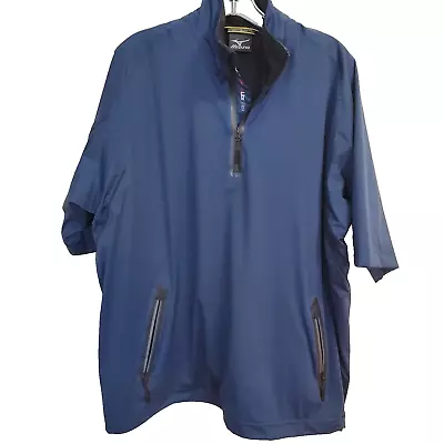 Mizuno Rain/Wind Jacket Mens Size L Blue Impermalite Flex Short Sleeve 1/4 Zip • $25