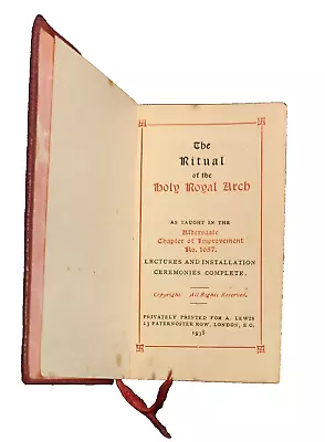 Masonic Ritual Of The Holy Royal Arch - 1938 - Aldersgate - 55 X95 Mm • £7.95