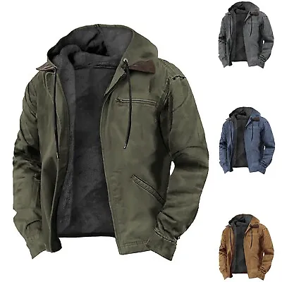 Men's Casual Padded Jacket Winter Warm Hooded Soft Comfort Coat Thick Jacket Top • $54.99