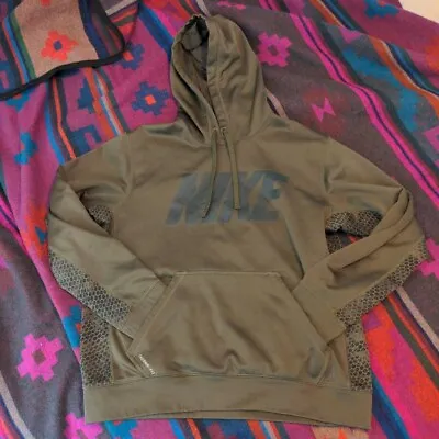 Nike Therma-Fit Mens Medium Long Sleeve Spellout Pullover Hoodie Sweatshirt Army • $23.97