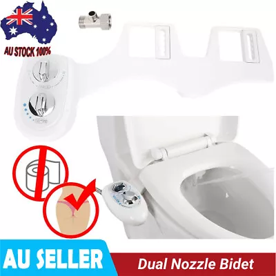 Bidet Fresh Water Spray Kit Non Electric Toilet Seat Attachment With Dual Nozzle • $28.40