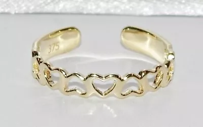 NEW Solid 9ct Gold Adjustable Toe Ring - Love Heart Pattern • £37.95