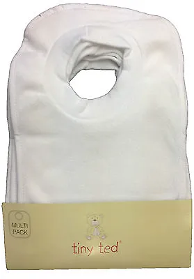 Baby Bibs  Pack Of 7  Tiny Ted White Terry Pop Over Bnwt • £6.99