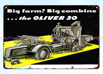 Metal Wall Art Lodge 1947 Oliver Combine Tractor Farm Machinery Metal Tin Sign • $18.81