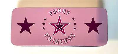 FUNKY PRINCESS STARS Pink Pencil Pens Case Stationery Storage Tin School Office • £5.99