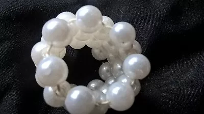 70s  RING  SUMMER COSTUME JEWELLERY WHITE (PEARL)/HAIR DECORATION • £1