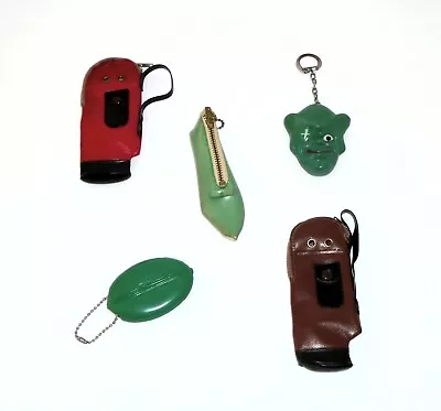 Vintage 1960's Zippered Vinyl & Rubber Squeeze Novelty Coin Purse Lot Of 5 • $22.50