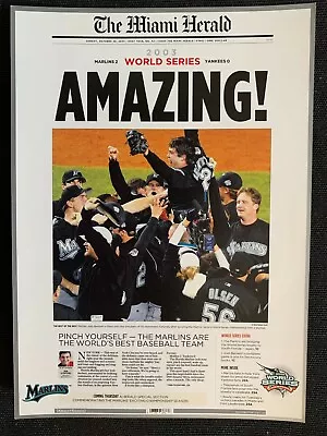 Florida Marlins 2003 World Series Champions The Miami Herald Newspaper Print 7x5 • $0.99