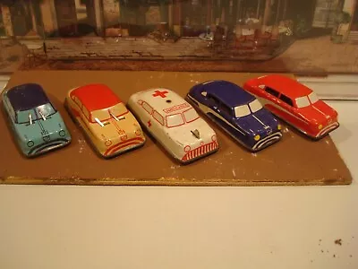 5 Vintage Argo Tin Cars W GREAT COLORS AND ACTION WINDSHIELD WIPPERS WINDOWS • $25