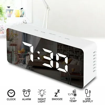 Electronic LED Digital Alarm Clock Snooze Bedside Table Time Display USB Office • $27.95