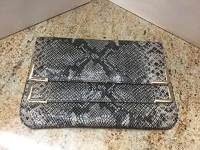 Michael Kors Beverly Fold Over Clutch Evening Bag Purse Dark Python New • $89.95