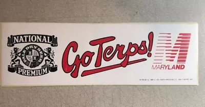 NATIONAL PREMIUM BEER Maryland Terps Vintage 1986 Unused 11  Bumper Sticker • $14.99