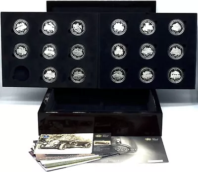 Silver Proof Coin Set Royal Mint British Motor Cars 17x Sterling 1oz COA + BOX • £1199.95