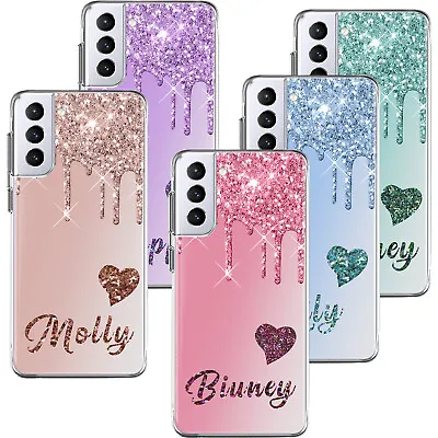 Personalised Name Glitter Phone TPU Case Cover For Samsung Galaxy S21 S24 S23 FE • £5.15