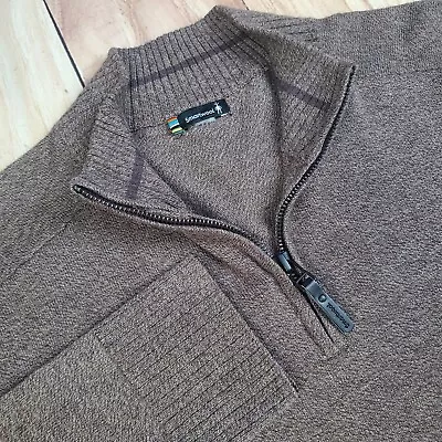 Smartwool Sweater Mens Large Brown Sparwood 1/4 Zip Pullover Merino Wool Blend • $34.88