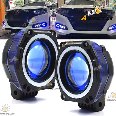 Blue Halo 2pcs 3  Inch Round LED Work Light Spot Pods Off Road Driving Fog Light • $20.99