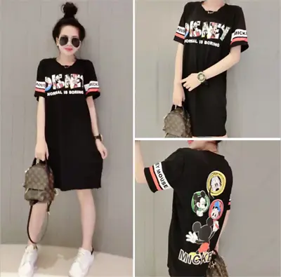 Woman Girl Mickey Mouse Disney Long T-shirt Summer Loose Fashion Dress • $22.99