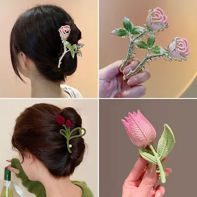 $4.02 • Buy Women's Rose Tulips Hair Clips Hairpin Barrettes Hair Accessories Jewelry Gifts