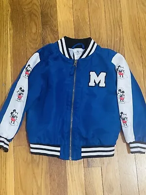 Authentic Disney Store Mickey Mouse Bomber Jacket Boys 4 Rare Blue Zip Up • $29.99