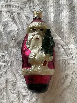 VTG Blown Glass OWC/ Inge Glas Santa With Tree Ornament West Germany 4” Star Top • $11