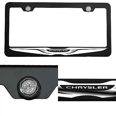 Laser Engraved Chrysler Logo Mirror Matte Black License Frame Stainless Steel • $38.98