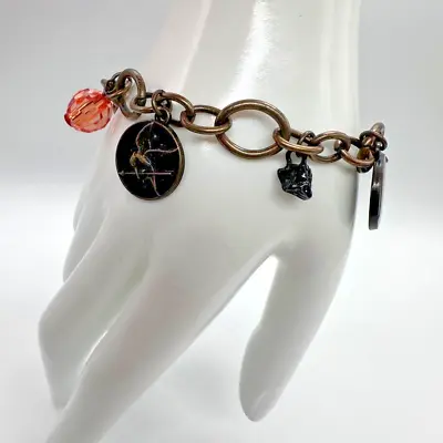 Hunger Games Bracelet Katniss District 12 MockingJay Beads Brass Tone Charms • $17.99