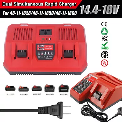 For Milwaukee 48-59-1802 For M18 Dual Bay Simultaneous Rapid / 12V-18V Charger • $34.19