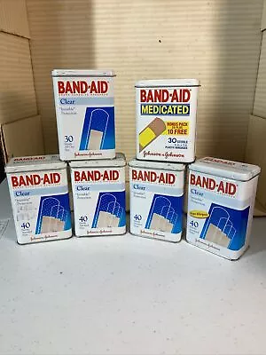 (6)Vintage Johnson & Johnson Band Aid Bandaid Bandage Metal Tins Bathroom Decor • $15