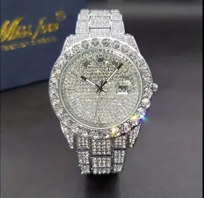 Men’s Luxury Diamonds Watch Ice Diamond Gold Quartz Fashion Trending • $54.72