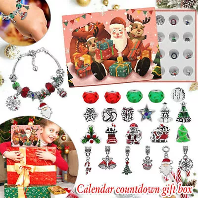Christmas Countdown Advent Calendar DIY Charm Bracelet Making Kits Ornament AU • $22.79