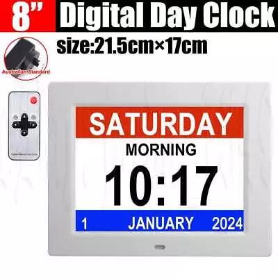 8'' LED Large Digital Day Clock Calendar Dementia Date Week Month Year Time Wall • $47.95