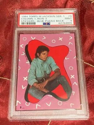 1984 Topps Michael Jackson Series 1 Stickers BLUE PUZZLE BACK #9 PSA 9 • $299
